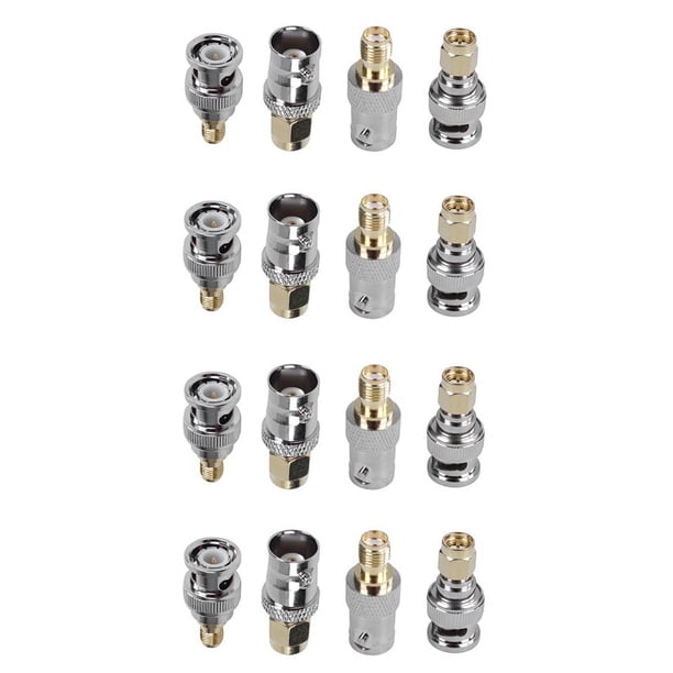 Kits SmA Una BNC Adaptador Coaxial RF Conector Hembra Coaxial Macho 16 Piezas