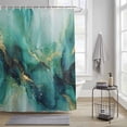 thumbnail image 3 of Teal Green Marble Shower Curtain, Abstracts Glod Ombre Stone Crack Texture Waterproof Shower Curtain Set with 12 Hooks Lightweight Bath Curtains Fabric Bathroom Decor 72x72 Inches, 3 of 9