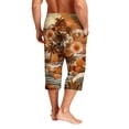 thumbnail image 6 of Mens Swim Trunks Men's Casual Hawaiian Print Drawstring Cropped Capri Pants Summer Swim Trunks Beach Shorts with Elastic Waist Resort Style for Vacation Pool Luau Earthy Yellow M, 6 of 9