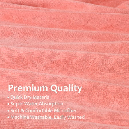 Flyingstar Surf Beach Changing Towel With Hood, Absorbent Microfiber Robe Poncho, Men & Women, Pink