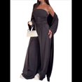 thumbnail image 3 of Conjunto Deportivo de Piezas para Mujer, de Otoño, para Estar en Casa, con Camiseta de Larga y Pantalón Deportivo de Cintura Alta Negro M, 3 of 9