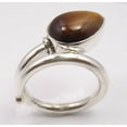 thumbnail image 2 of 925 Sterling Silver Brown Drop Tiger's Eye Unisex Latest Style Ring Size 8, 2 of 3