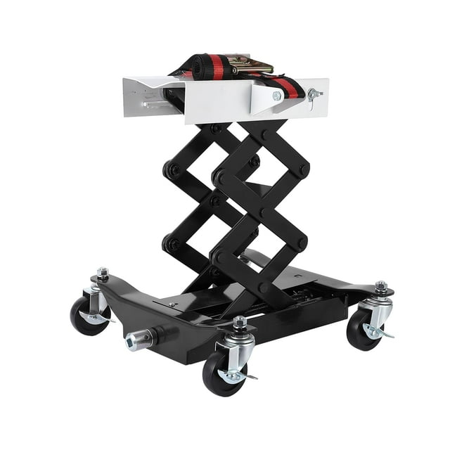 GloryStar Cric de Transmission Profil Bas 450 LBS, Levage de Réparation Auto Robuste avec Hauteur de 7–23 Pouces, Sangles de Sécurité de 2M et 4 Roues de Frein