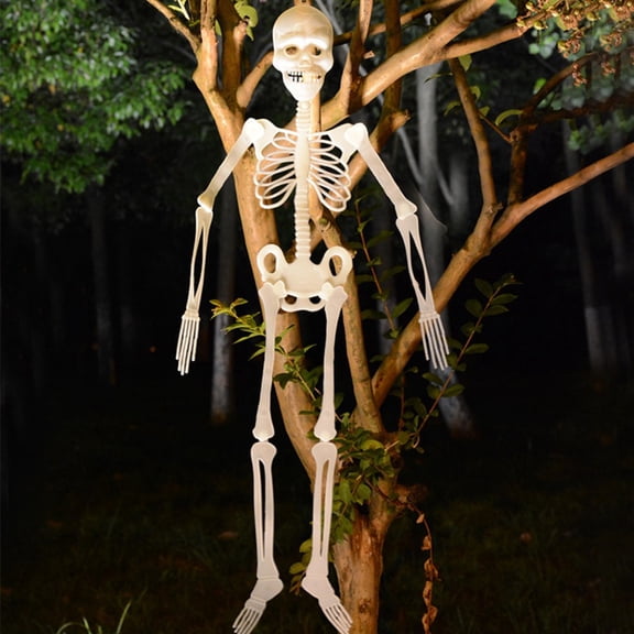 Diceymbol Glow in the Dark Skeleton 12.6" Luminous Halloween Toy with Movable Limbs, Scary Glowing Decor for Haunted Houses, Parties, and Trick-or-Treat Displays