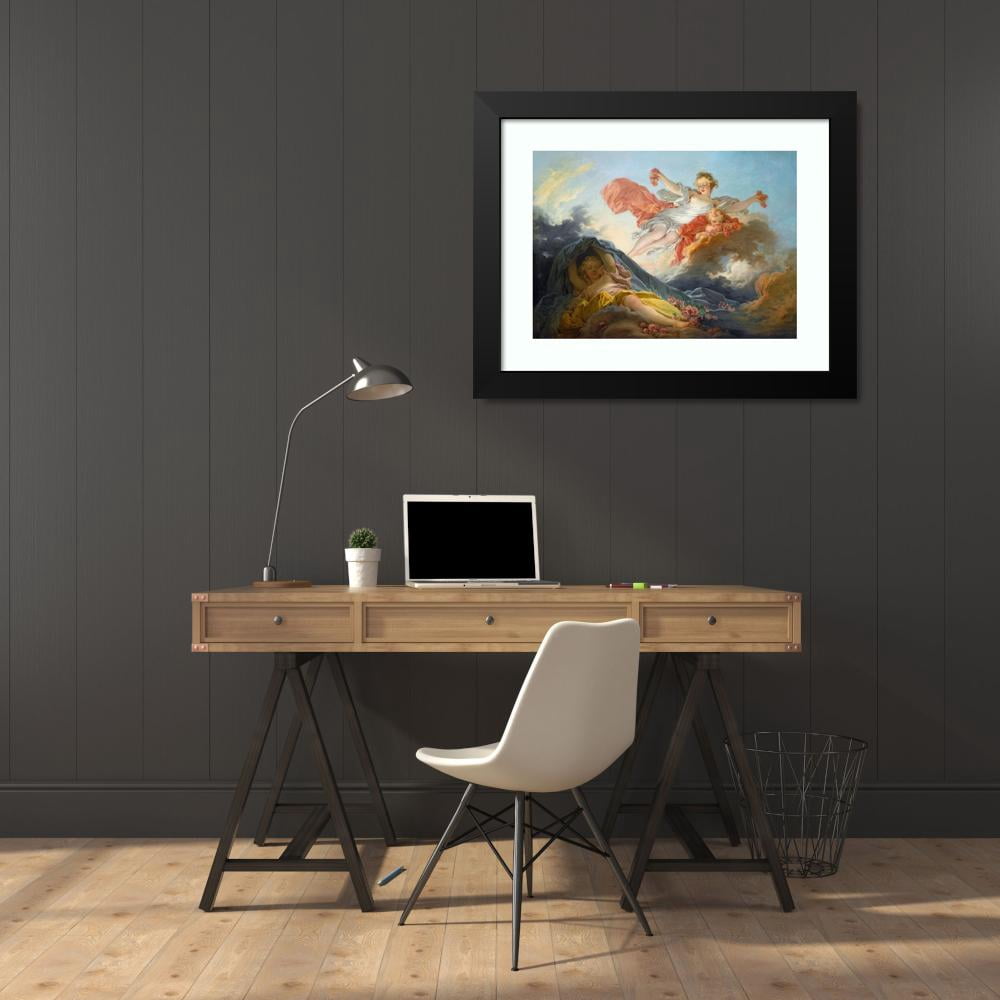 Jean-Honoré Fragonard 24x18 Black Modern Framed Museum Art Print Titled - The Goddess Aurora&nbsp;Triumphing Over Night