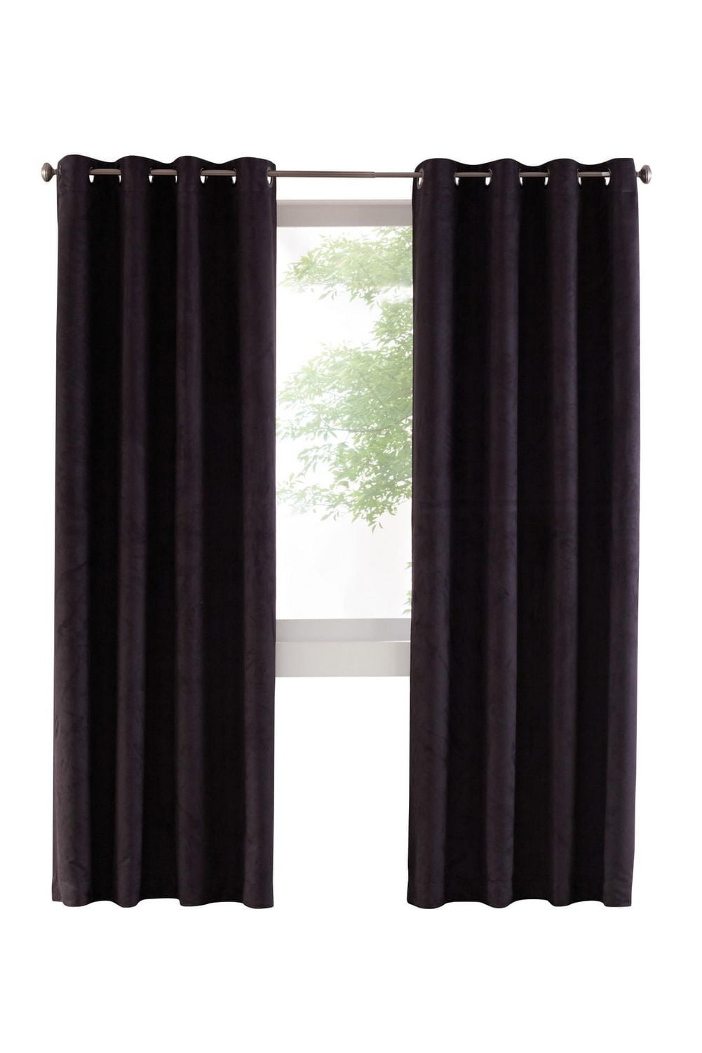 Loft Living Nova Woven Faux Suede Grommet Single Curtain Panel Room Darkening 54" x 95" in Dark Grey