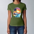 thumbnail image 4 of NAMTYQX Hawaiian Shirts for Women Scoop Neck Casual Light Plus Size Short Sleeve Classic Loose Fitting Hawaii Tropical Graphic Army Green Size S, 4 of 5