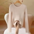 thumbnail image 5 of Women's Ribbed Knit Pullover Sweater, Slim Fit Soft Round Neck Top for Fall Winter, Comfortable Stretchy Casual Daily Wear, Versatile Layering Piece for Various Occasions Beige L, 5 of 8