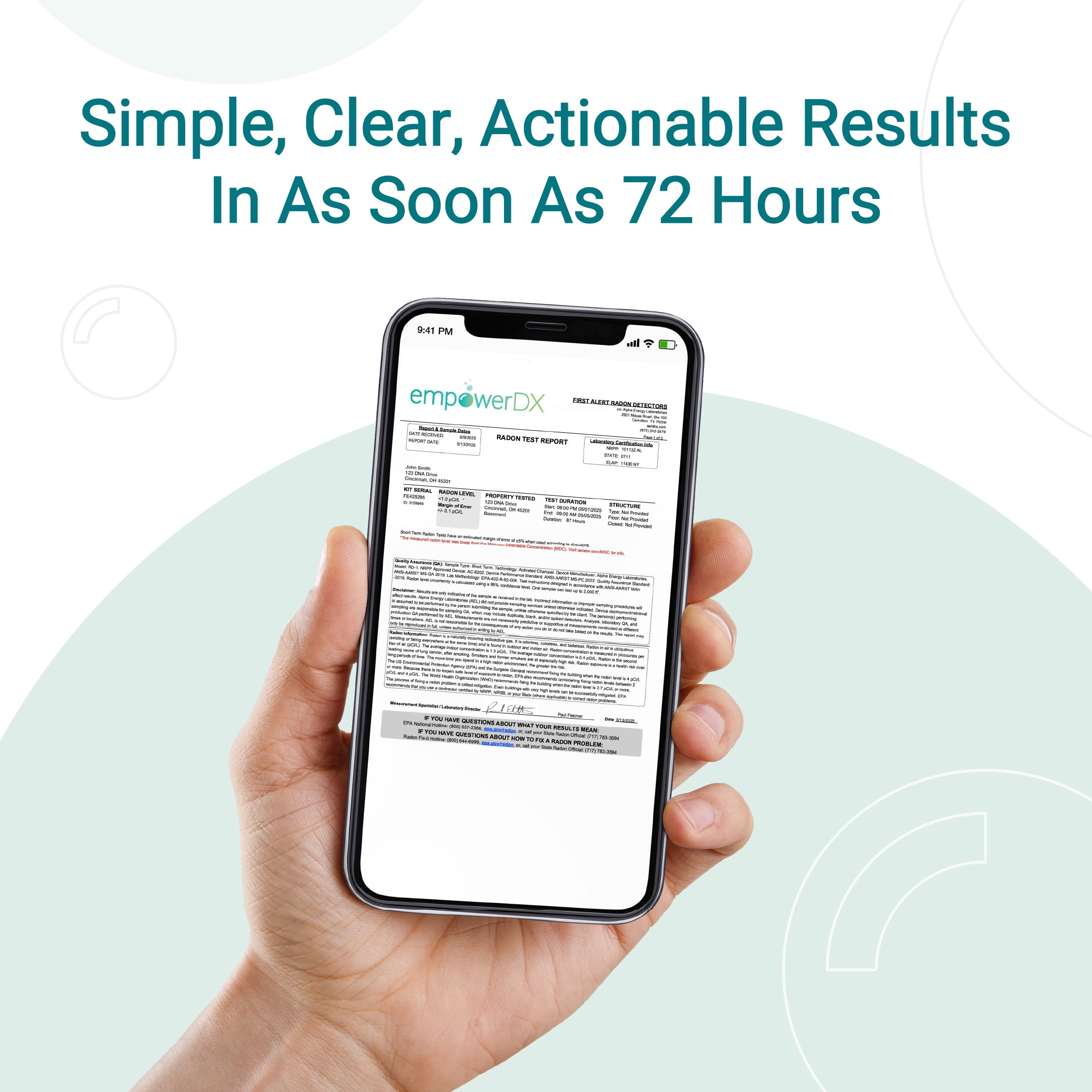 EmpowerDx Radon Test