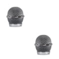 thumbnail image 3 of Youkk Métal Microphone Maille Tête Portable Réutilisable Lavable Protection Brillant Universel KTV Concert Micro Têtes Accessoires Argent 2Set, 3 of 6