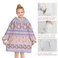 thumbnail image 6 of Purple Pioneer Flower Striped Pattern Blanket Hoodies for Kids 6-13YR Oversize Wearable Blanket Hoodies for Boys Girls Teens, 6 of 7