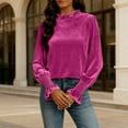 thumbnail image 6 of Zedker Fashion Soft Velvet Round Neck Casual Long Sleeve Shirts for Women Comfy Loose Thermal Pullover Tops for Fall and Winter,Hot Pink,XL, 6 of 9
