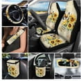 thumbnail image 2 of Yuyamidu Retro Sunflower Car Seat Cover Set 15 PCS Butterfly Steering Wheel Cover Seat Belt Cushion Pad Garbage Bag Air Vent Pocket Rearview Mirror Cover Coasters Keychain for SUV Van Sedan, 2 of 7