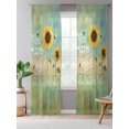 thumbnail image 5 of Sheer Curtains 96 Inches Long, Sunflowers Semi Sheer Curtains Light Filtering Window Treatment, Modern Bee You Are My Sunshine Green Privacy Voile Drapes for Living Room Bedroom 52x96 Inch, 5 of 7