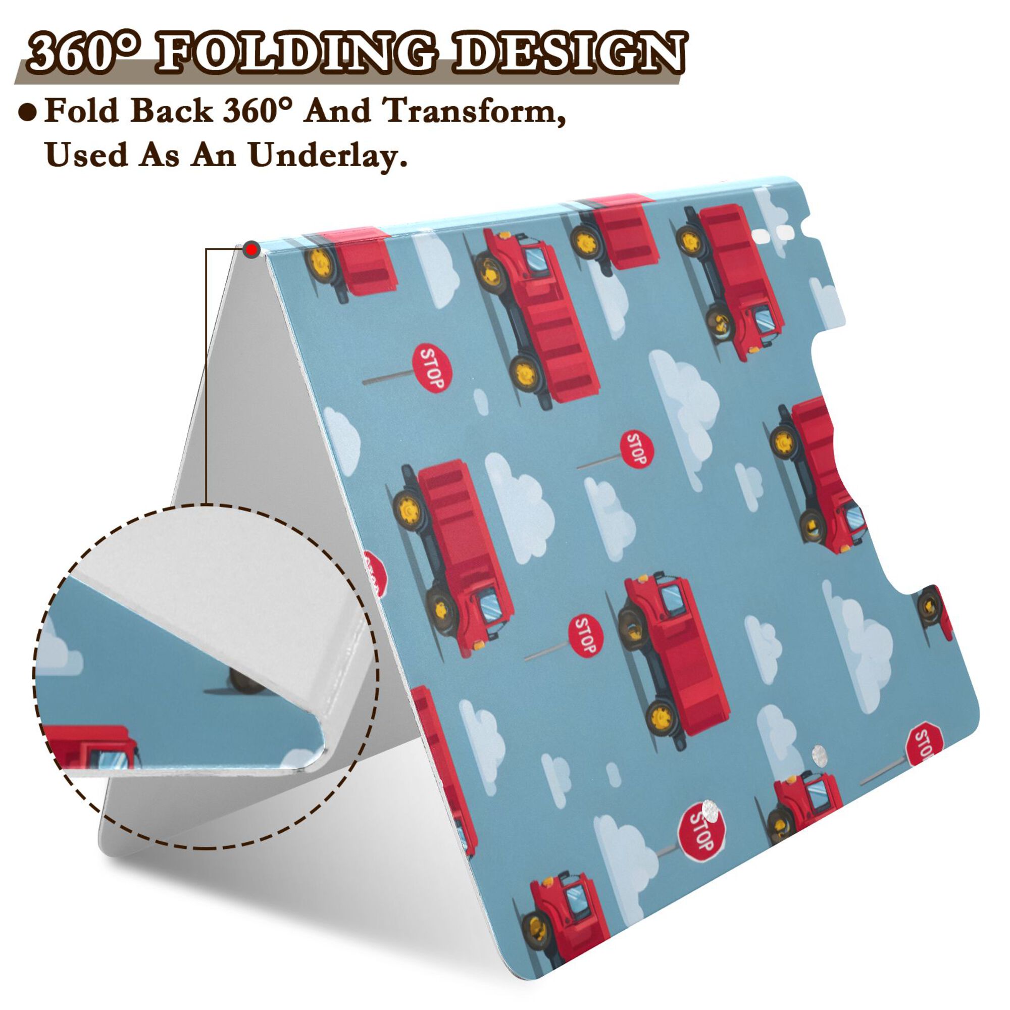 FORMRS A4 Clipboard Folder with Pen Holder Horizontal Foldable School Office Binder, Blue Truck Pattern