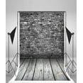 thumbnail image 3 of ABPHOTO 5x7ft Photography Backdrop Shabby Chic Gray Brick Wall and Wooden Floor Old Room Backdrops for Photo Shoots Newborn Lovers Party Adult Kids Baby, 3 of 4