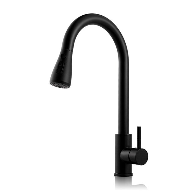 Grifo de cocina 304 Acero inoxidable Rotación de 360 grados Rotación de agua Pulverizador reemplazable DIY Montado Baño Aerosol Accesorio Accesorio Negro Inevent HA012043-02