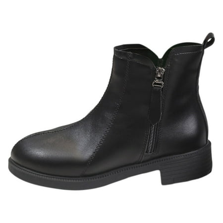

OJSFQUFP Women Ankle Boots Ladies Thick Bottom Boots British Style Belt Buckle Heel Short Boots High Heel Ankle Boots Womens Combat Boots Black 40