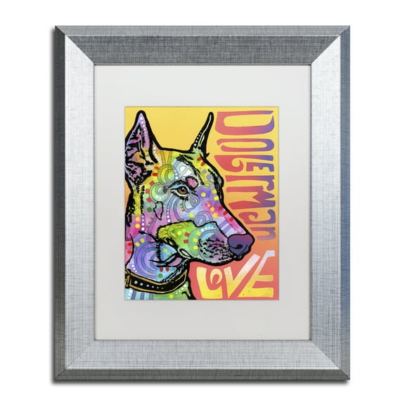 Trademark Fine Art 'Doberman Luv' Silver Framed Art by Dean Russo
