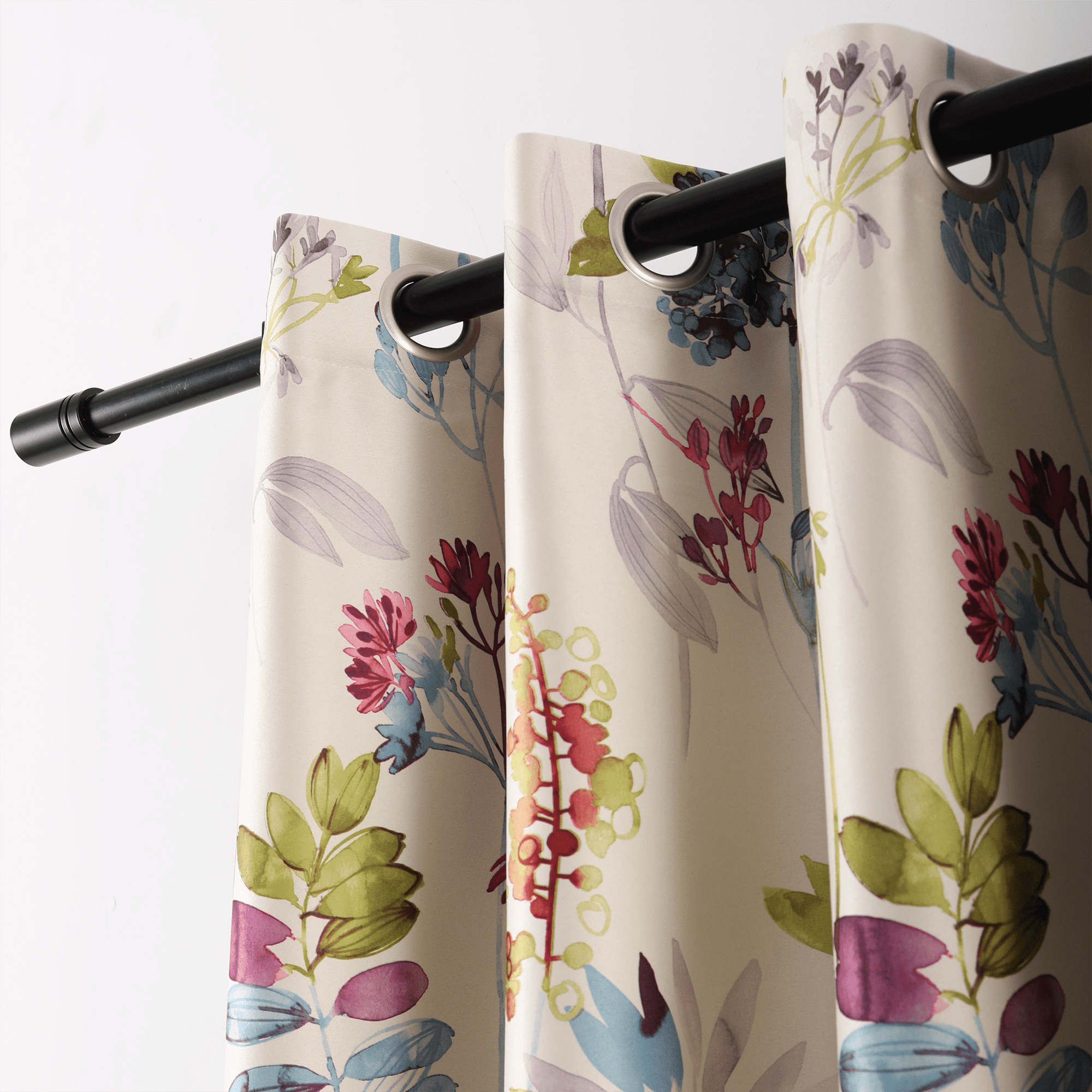 VOGOL Country Floral Grommet Light Filtering Curtains, 52 x 63 in (2 Panels)