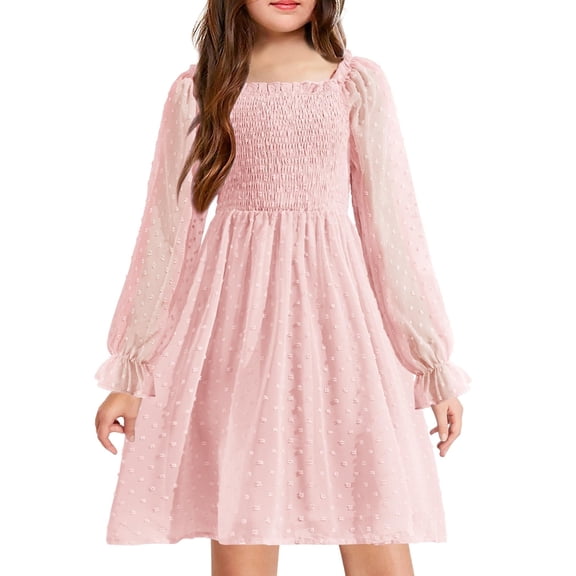 Arshiner Girl Tulle Dress Winter Long Sleeve Teen Girls Party Casual Dresses