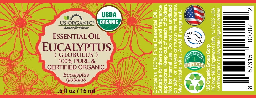 US Organic Eucalyptus Essential Oil (Globulus), 100% Pure Certified USDA Organic