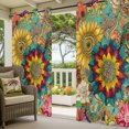 thumbnail image 3 of Vintage Sunflowers Outdoor Curtains for Patio, Red Yellow Teal Paisley Swirls Floral Boho Sunshade Privacy Drapes Grommet Waterproof Outside Curtains for Porch/Cabana/Balcony 54"x 95", 1 Panel, 3 of 9