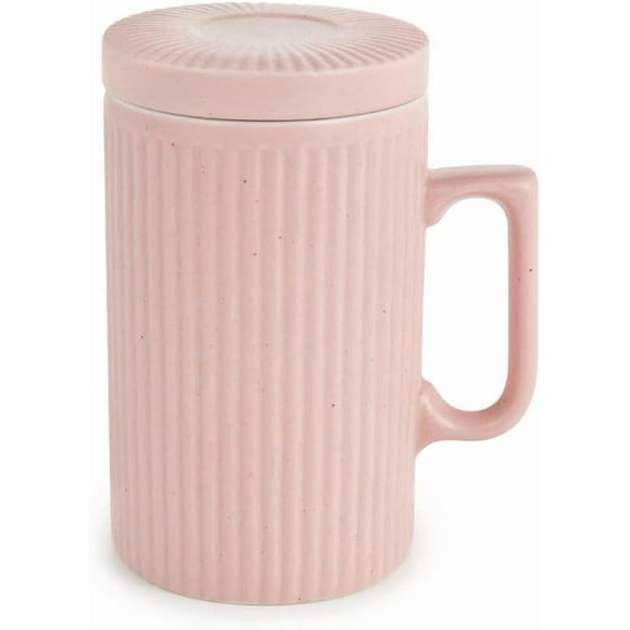 shiyou-Coffee Mug with Lid, 16oz Coffee mug and Tea cup with Coaster - Suitable for Dishwasher and Microwave (Pink)