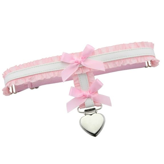 Women's Lace Embellished Garter Belt with Heart Clip Ruffle Thigh Band For Dresses Pants Or Casual Ensembles