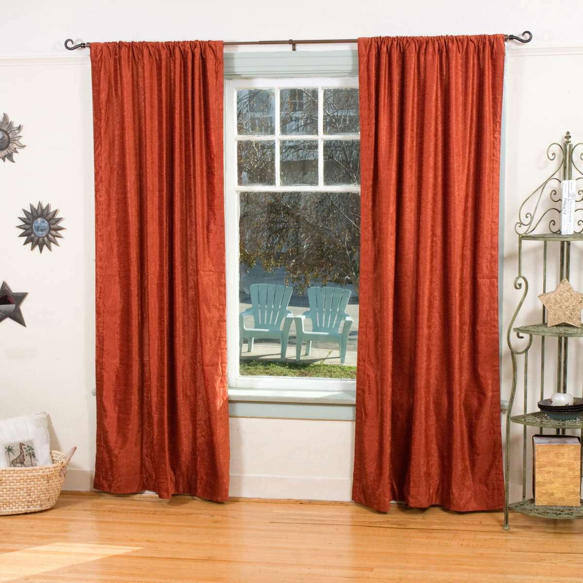 LinedRust Rod Pocket Velvet Cafe Curtain / Drape / Panel 43W x 24L