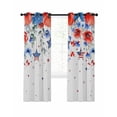 thumbnail image 7 of 4th of July Blackout Curtains for Bedroom, Blue Pink Flower Independence Day Stars Plant Thermal Insulated Kitchen Drapes with Grommets, Light Blocking Window Treatment, 2 Panels 42" x 45", 7 of 7