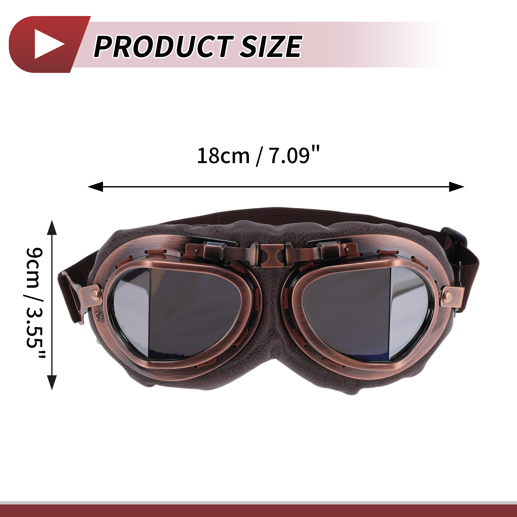 Unique Bargains 1 Set Motorcycle Riding Goggles Foldable PC PU Polyurethane Outdoor Sports Sunglasses for Motocross Dirt Bike ATV Silver Tone Lens Brown Frame