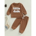 thumbnail image 3 of Suealasg Toddler Boys Girl 2Pcs Fall Outfits  6M 1T 2T 3T Long Sleeve Crew Neck Letter Print Sweatshirt Sweatpants Infant Baby Autumn Clothes, 3 of 7