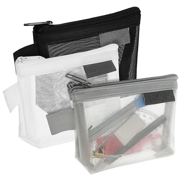 Pungan purse 3pcs Mesh Purse Mini Makeup Bag Organizer Portable Storage Bags Cosmetic Bags Change Bags,4.72"X3.15"X1.18"