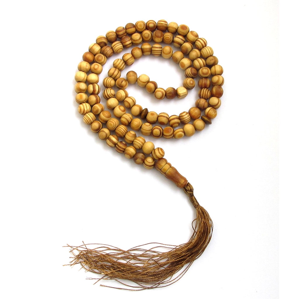 Islamic Muslim 99 Wood Prayer Beads Necklace 8mm