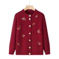 thumbnail image 2 of Xmyrz Lightweight Cardigans For Women Suitable Warm Coat Long Sleeve Plus Size Embroidered Floral Fleece Jacket Cardigan Casual Tops, 2 of 5