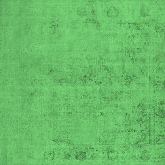 Ahgly Company Indoor Square Oriental Emerald Green Industrial Area Rugs, 7' Square