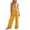 Yellow, variant on Guluxicc 2 Piece Women's Outfit Sets Linen V Neck Stripe Tank Tops High Waist Pleated Wide Leg Pants Outfits for Summer Casual Wear