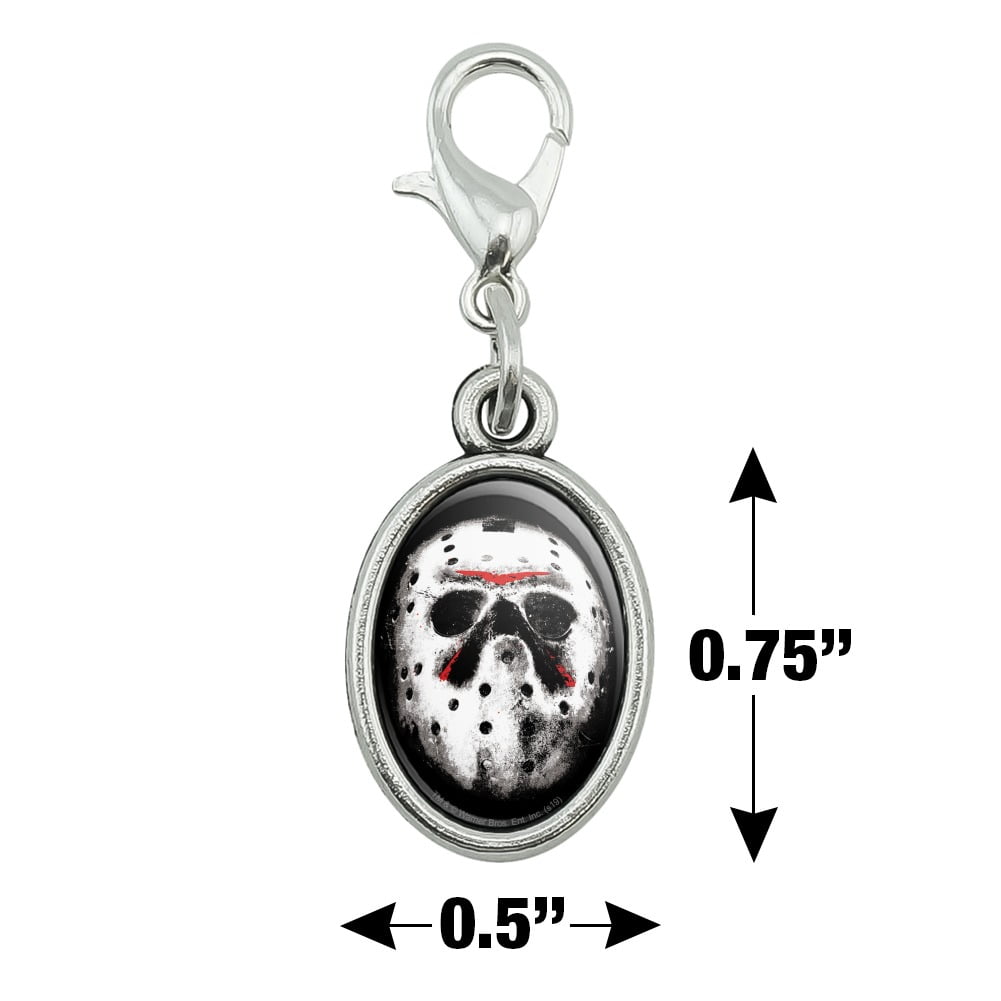 GRAPHICS /& MORE Friday The 13th Logo Antiqued Bracelet Pendant Zipper Pull Oval Charm with Lobster Clasp