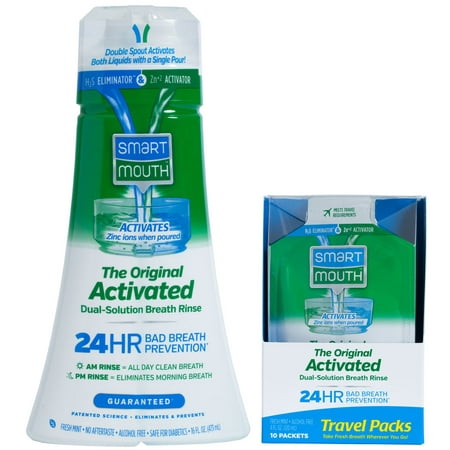 Travel Rinse - SmartMouth Original 24HR Fresh Breath Oral Rinse and box of Travel Packs