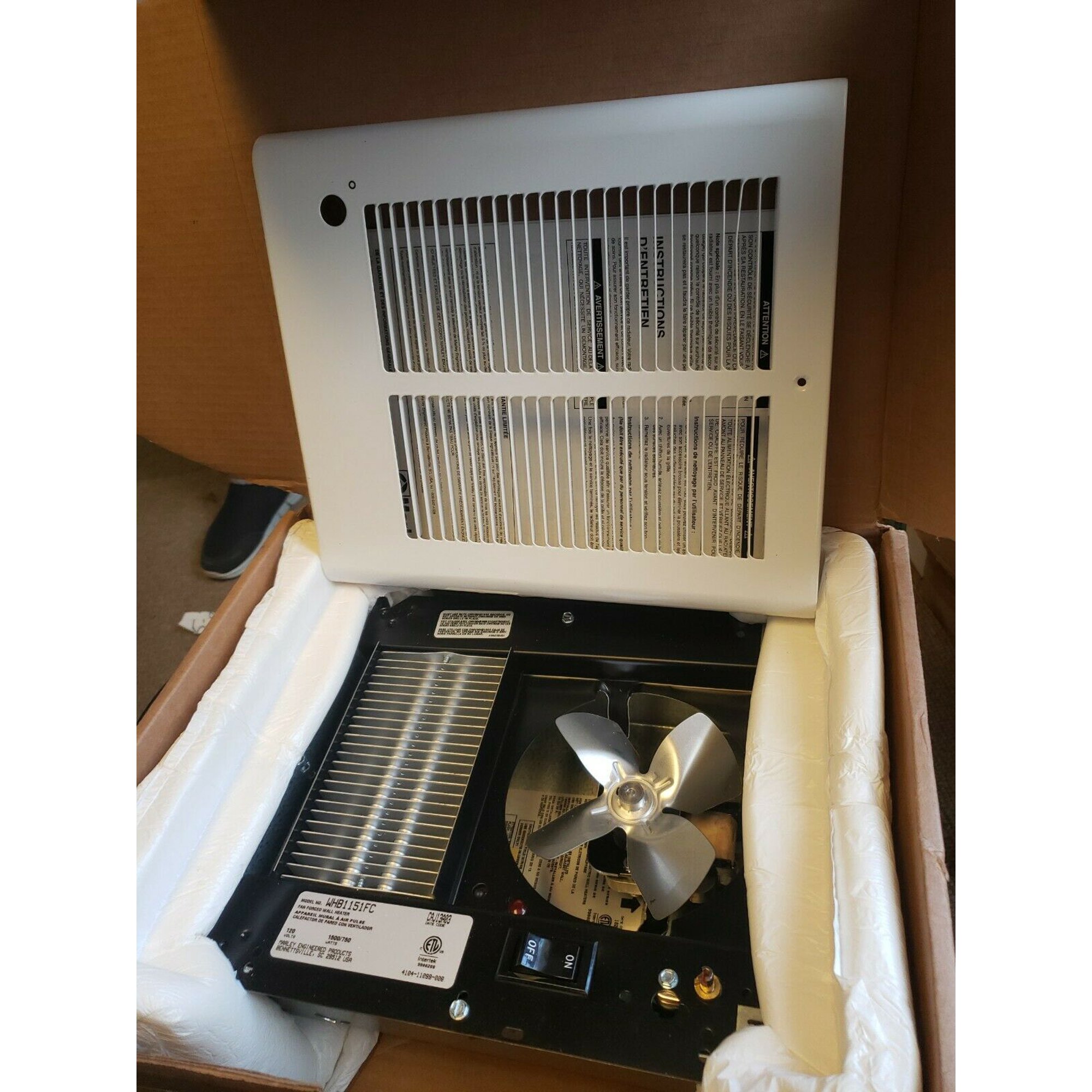 QMARK Marley Fan Forced Wall Heater Model WHB1151FC 120V 12.5A 1500W  5120BTU - Walmart.com