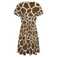 thumbnail image 5 of Giraffe Print Dress Fashion Beach Short Sleeve Dresses Female Party Printed Sundress, 5 of 7
