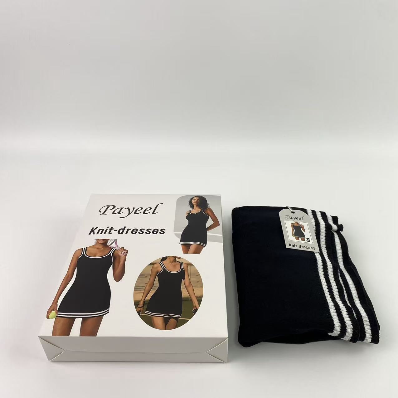 Payeel Knit-dresses,Tennis Dress for Women Athletic Striped Knitted Sweater Tank Mini Active Casual Club Golf Dresses - S