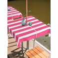 thumbnail image 6 of Outdoor Tablecloth with Umbrella Hole, Pink Striped Spillproof Waterproof Outdoor Table Cover, Modern Simple Monochrome Geometric White Patio Tablecloths for Party/Garden/Picnic, Square 54"x54", 6 of 9