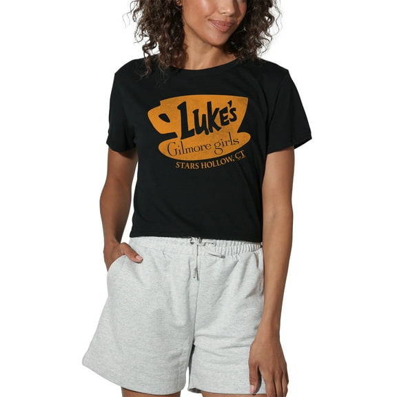 Gilmore Girls Luke's Coffee Logo Women's Crop Top T-Shirt, Black, X-Large