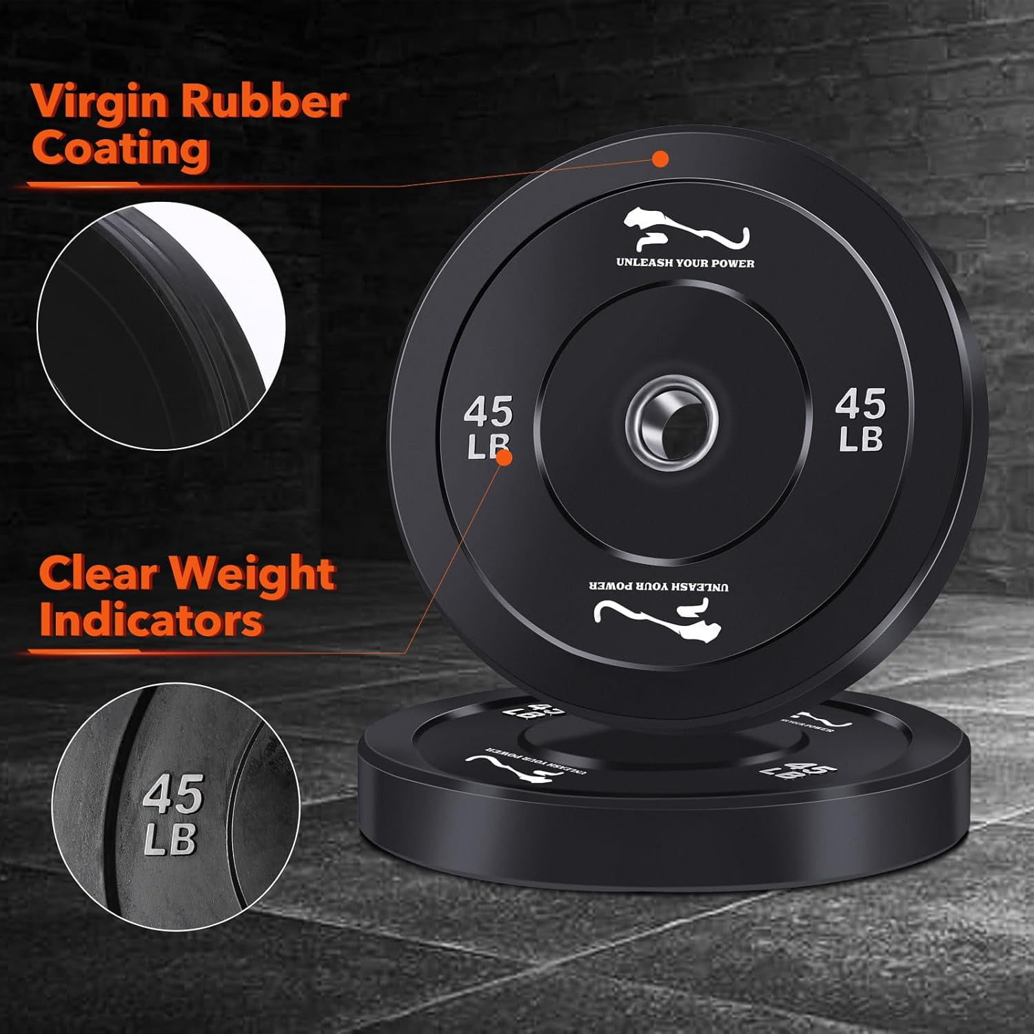 Olym-Pic Bumper Plates Set, 2-Inch Universal Fit Rubber Weight Plates with Steel Insert for Home Gym & Strength Training