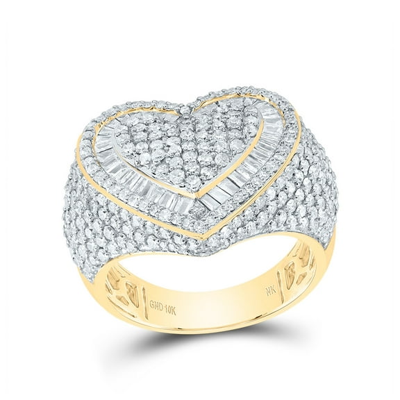 10kt Yellow Gold 2 1/5 Cttw Diamond Heart Wedding Engagement Anniversary Ring, Women Size: 5-9