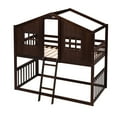 thumbnail image 6 of Newest Twin Over Twin House Bunk Bed With Ladder, Wood Bed-Espresso, 6 of 9