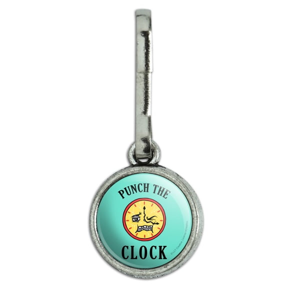 Punch The Clock Funny Humor Antiqued Charm Clothes Purse Suitcase Backpack Zipper Pull Aid