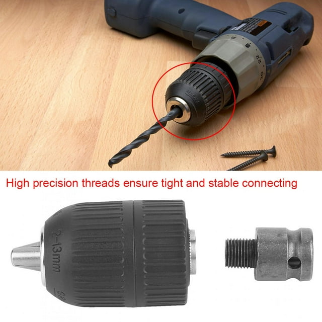 2-13mm Keyless Drill Chuck, Thread Mount 1/2 -20UNF, for Impact Wrench Conversion with Chuck Adaptor for Tight Connection